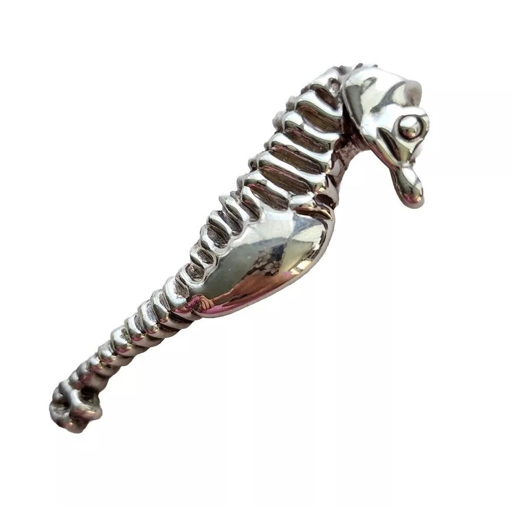 Vintage Handmade Sterling Silver Seahorse Brooch by Frederic Jean Duclos Signed